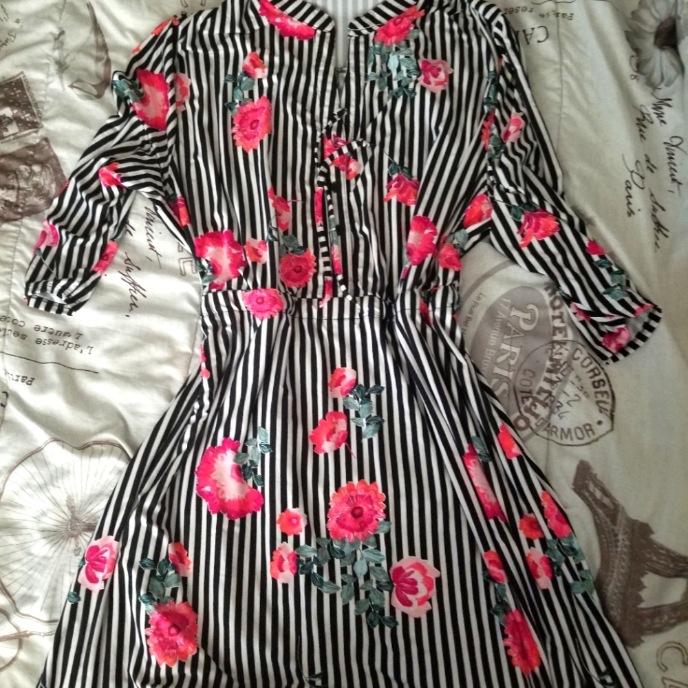 Striped and flowered dress